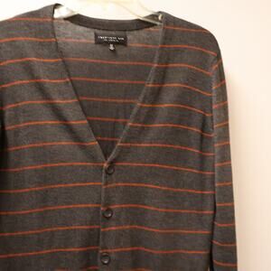 Twenty One Men Tunic Sweater Women SP Gray Orange Green Stripe Two Front Pocket